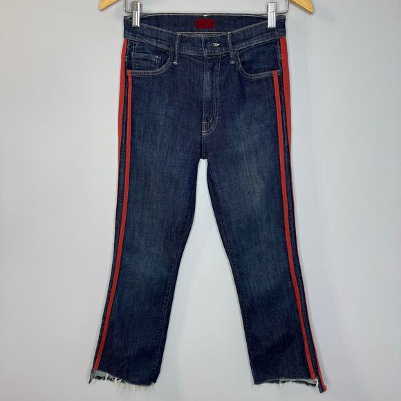 MOTHER Insider Crop Step Fray Jeans Speed Racer Stretch Blue Women's Sz 26 - Picture 2 of 15